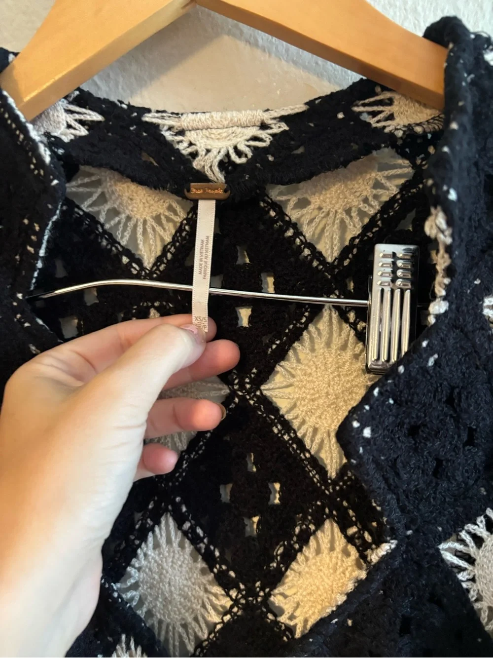 Black and‎ White Diamond Crochet Top